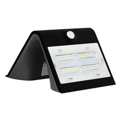 LED Solární nástěnné svítidlo se senzorem LED/3W/3,7V 3000/4000K IP65 2000 mAh černá