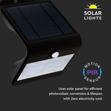 LED Solární nástěnné svítidlo se senzorem LED/3W/3,7V 3000/4000K IP65 2000 mAh černá