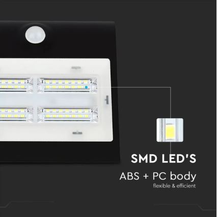 LED Solární nástěnné svítidlo se senzorem LED/3W/3,7V 3000/4000K IP65 2000 mAh černá