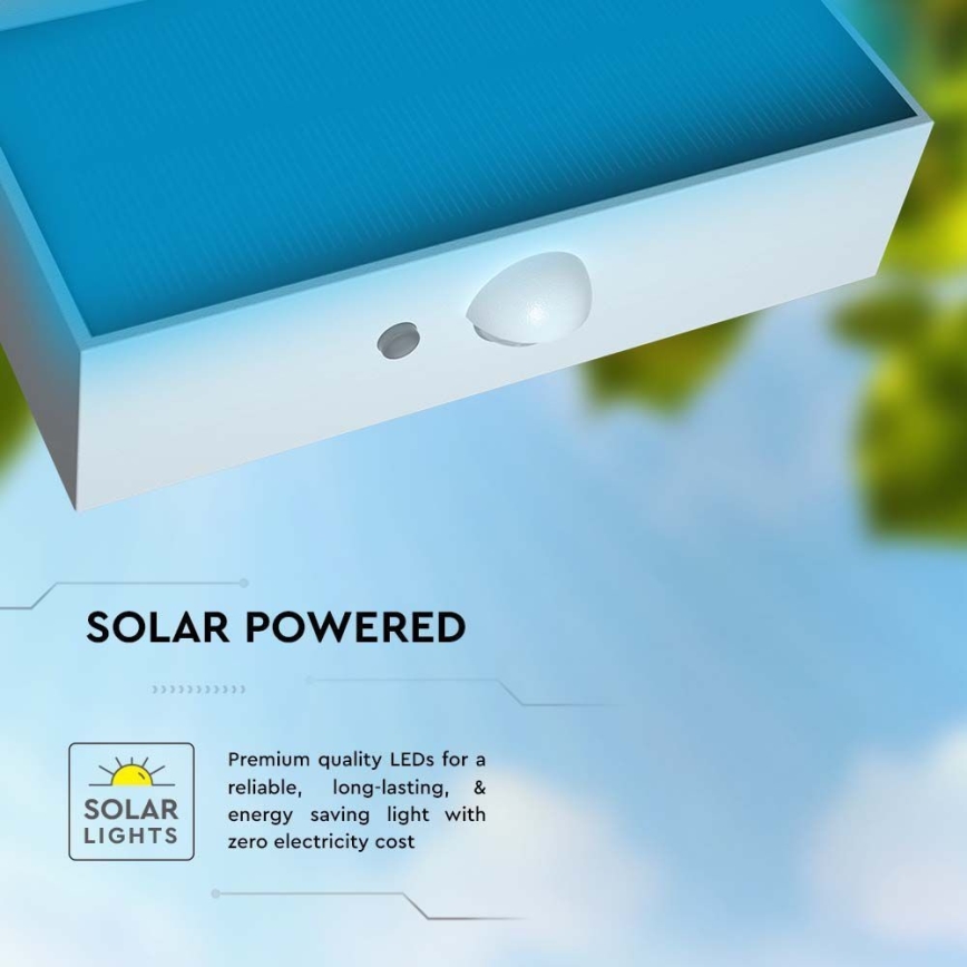 LED Solární nástěnné svítidlo se senzorem LED/3W/3,7V 3000K/4000K IP65 1200 mAh bílá