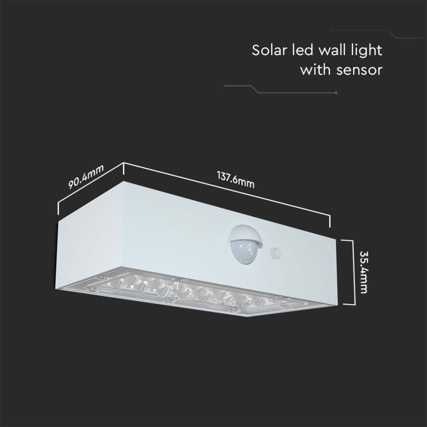 LED Solární nástěnné svítidlo se senzorem LED/3W/3,7V 3000K/4000K IP65 1200 mAh bílá