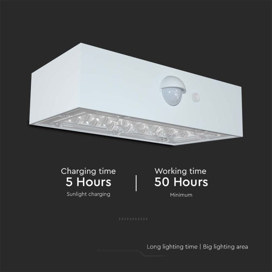 LED Solární nástěnné svítidlo se senzorem LED/3W/3,7V 3000K/4000K IP65 1200 mAh bílá