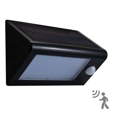 LED Solární nástěnné svítidlo se senzorem LED/5,5W/3,7V 2000 mAh IP44 černá