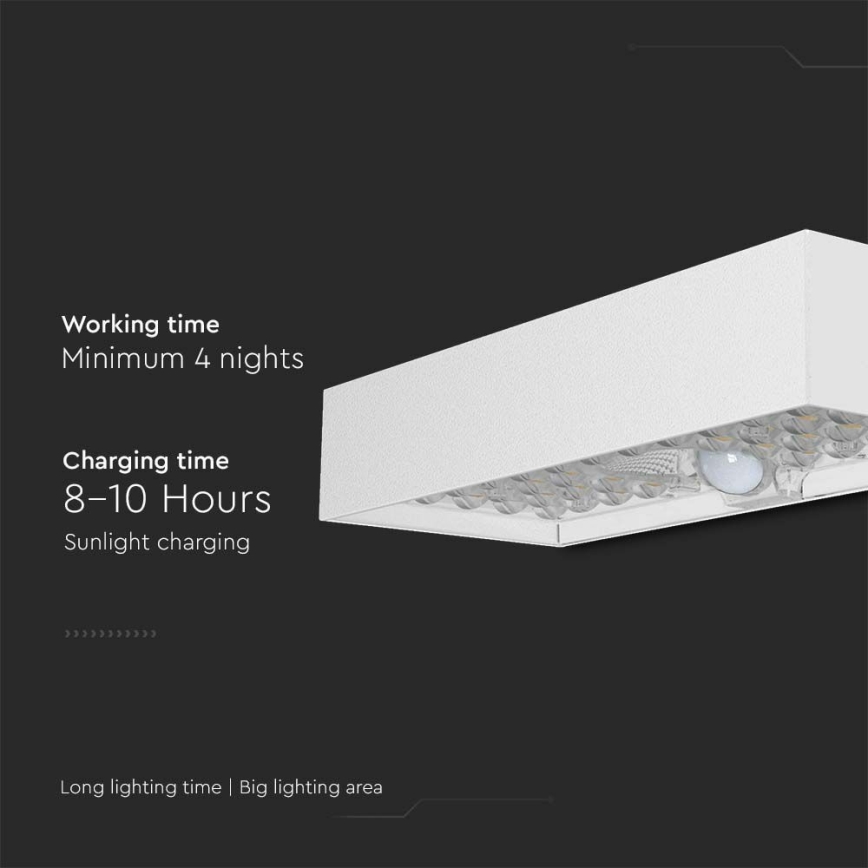 LED Solární nástěnné svítidlo se senzorem LED/6W/3,7V IP65 4000K 3000 mAh bílá