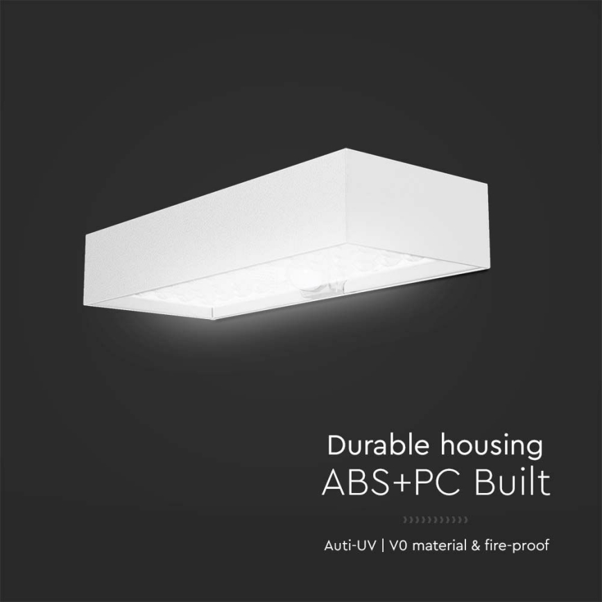 LED Solární nástěnné svítidlo se senzorem LED/6W/3,7V IP65 4000K 3000 mAh bílá