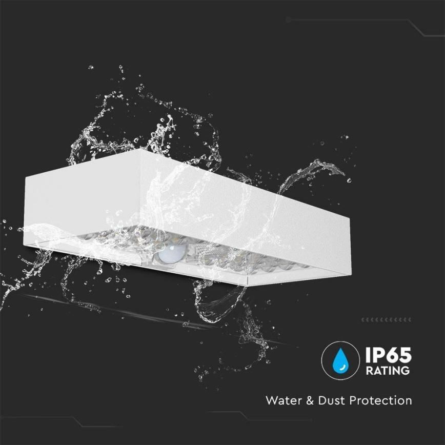 LED Solární nástěnné svítidlo se senzorem LED/6W/3,7V IP65 4000K 3000 mAh bílá