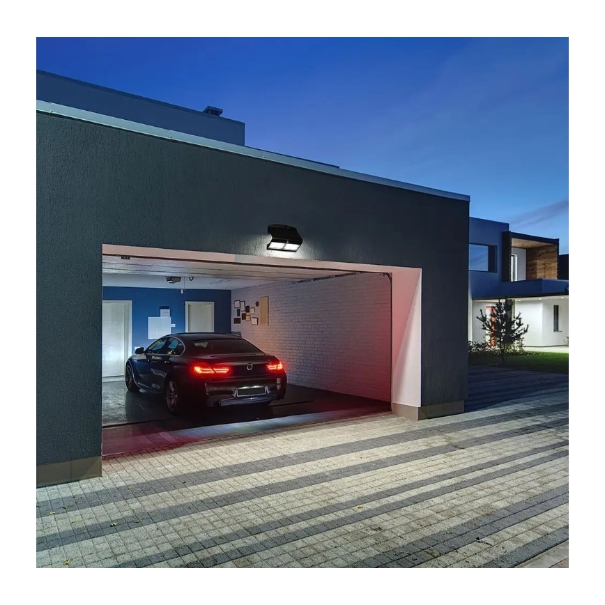 LED Solární nástěnné svítidlo se senzorem LED/7W/3,7V 4000K IP65 4000 mAh černá