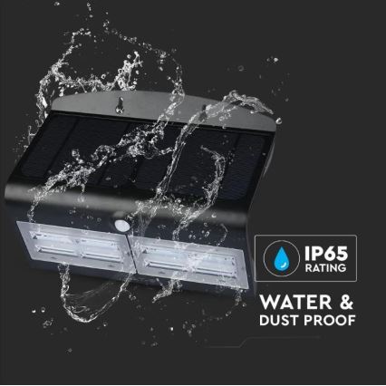 LED Solární nástěnné svítidlo se senzorem LED/7W/3,7V 4000K IP65 4000 mAh černá