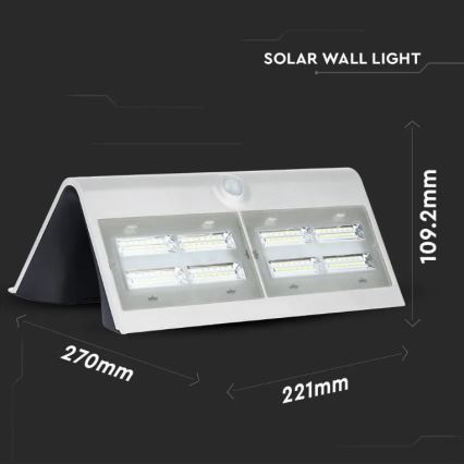 LED Solární nástěnné svítidlo se senzorem LED/7W/3,7V 4000K IP65 bílá