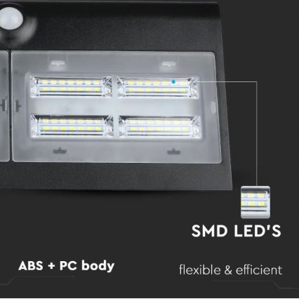 LED Solární nástěnné svítidlo se senzorem LED/7W/3,7V 4000K IP65 černá