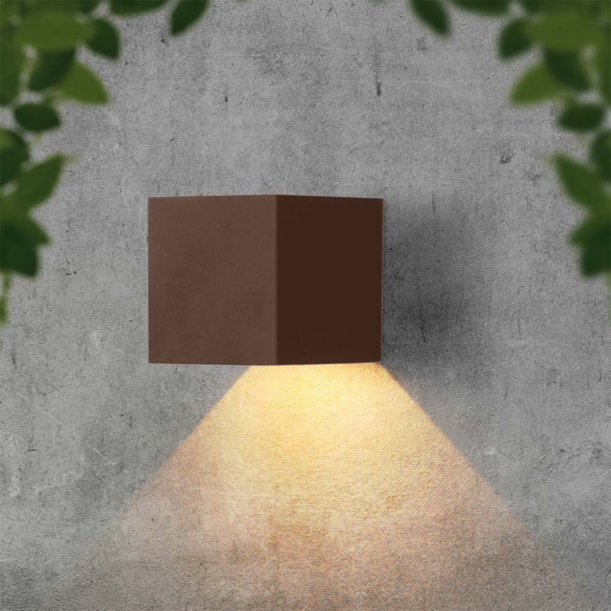 LED Solární nástěnné svítidlo se senzorem LED/9W/3,7V IP65 3000K hnědá