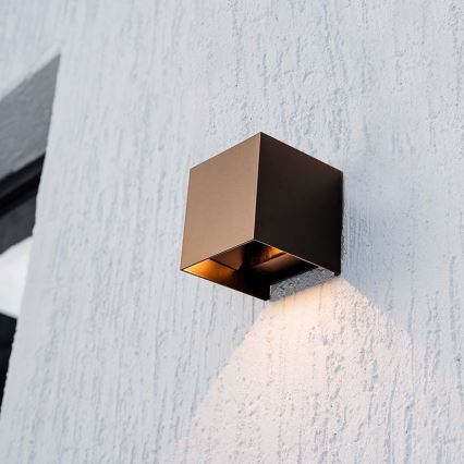 LED Solární nástěnné svítidlo se senzorem LED/9W/3,7V IP65 3000K hnědá