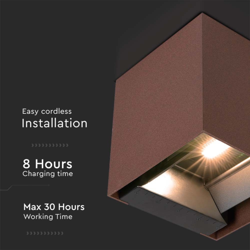 LED Solární nástěnné svítidlo se senzorem LED/9W/3,7V IP65 3000K hnědá