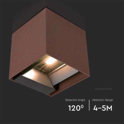 LED Solární nástěnné svítidlo se senzorem LED/9W/3,7V IP65 3000K hnědá