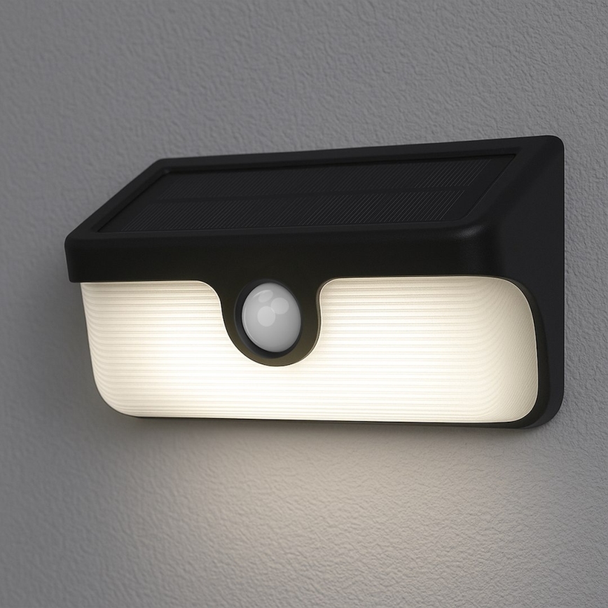LED Solární nástěnné svítidlo se senzorem LINK LED/5W/3,7V IP65 černá