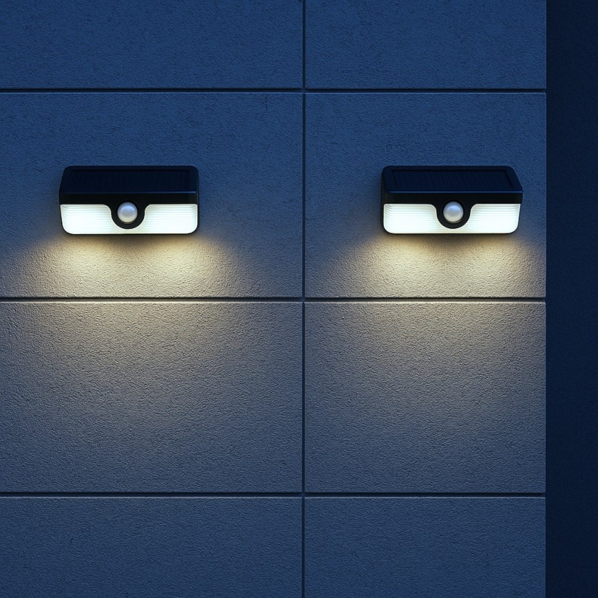 LED Solární nástěnné svítidlo se senzorem LINK LED/5W/3,7V IP65 černá