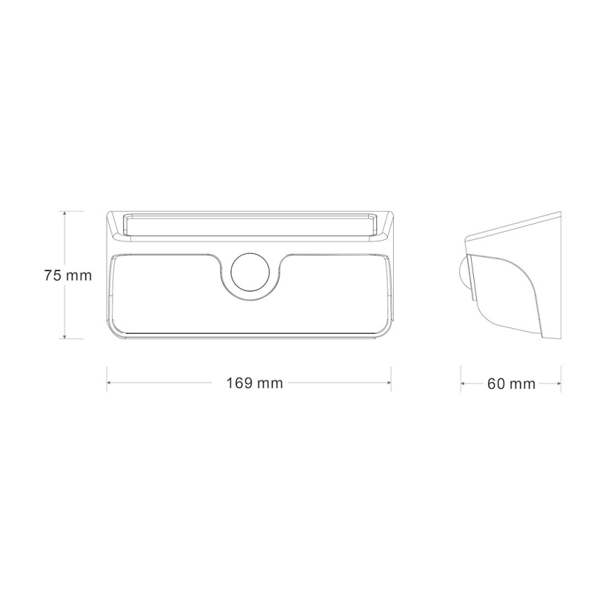 LED Solární nástěnné svítidlo se senzorem LINK LED/5W/3,7V IP65 černá