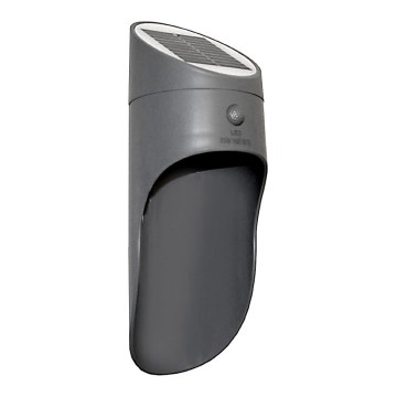 LED Solární nástěnné svítidlo se senzorem PALESA LED/1W/3,7V IP65 1800 mAh šedá