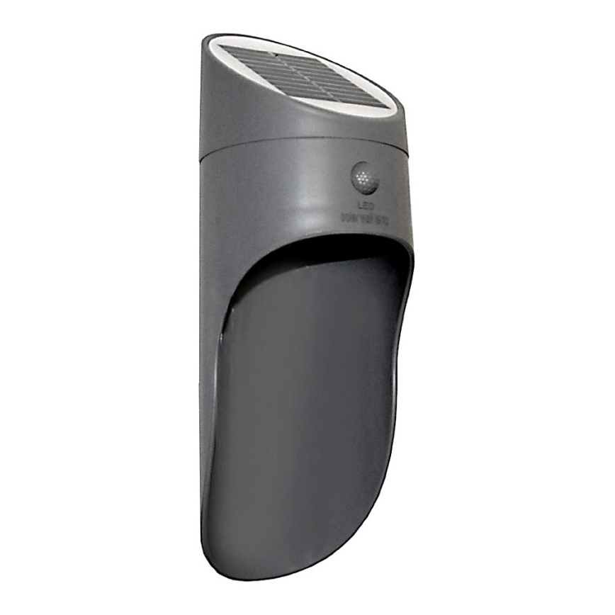 LED Solární nástěnné svítidlo se senzorem PALESA LED/1W/3,7V IP65 1800 mAh šedá