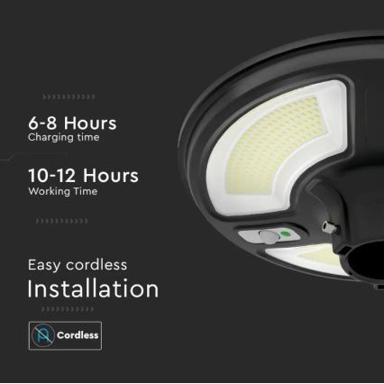 LED Solární pouliční lampa se senzorem LED/10W/3,2V 6500K IP65 25000 mAh + dálkové ovládání