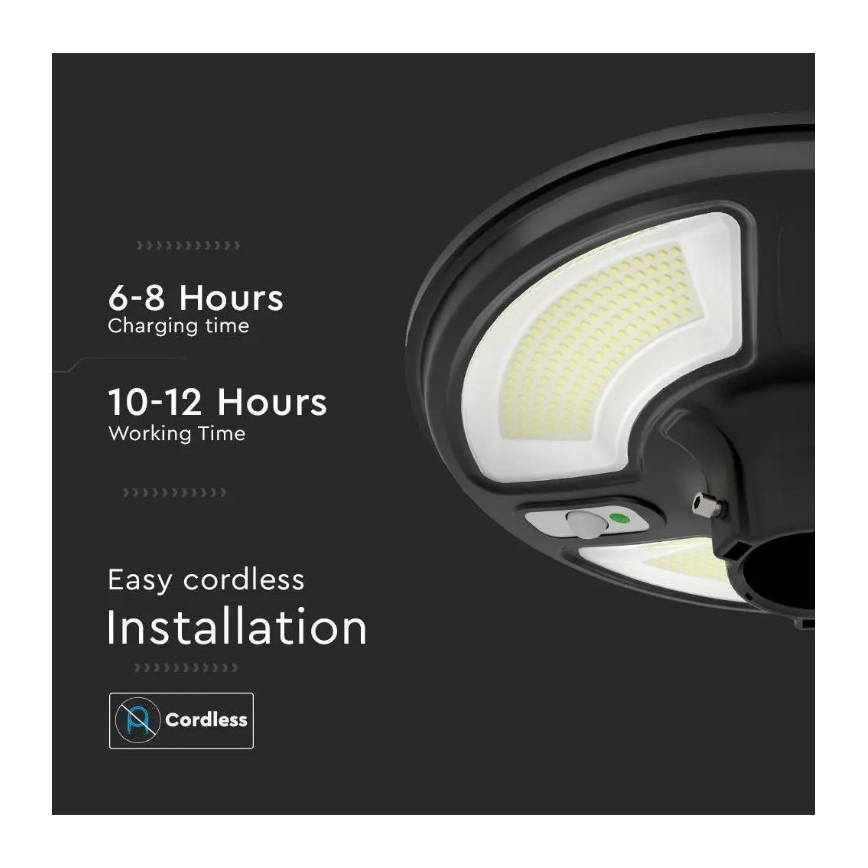 LED Solární pouliční lampa se senzorem LED/10W/3,2V 6500K IP65 25000 mAh + dálkové ovládání