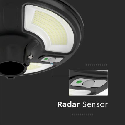 LED Solární pouliční lampa se senzorem LED/10W/3,2V 6500K IP65 25000 mAh + dálkové ovládání