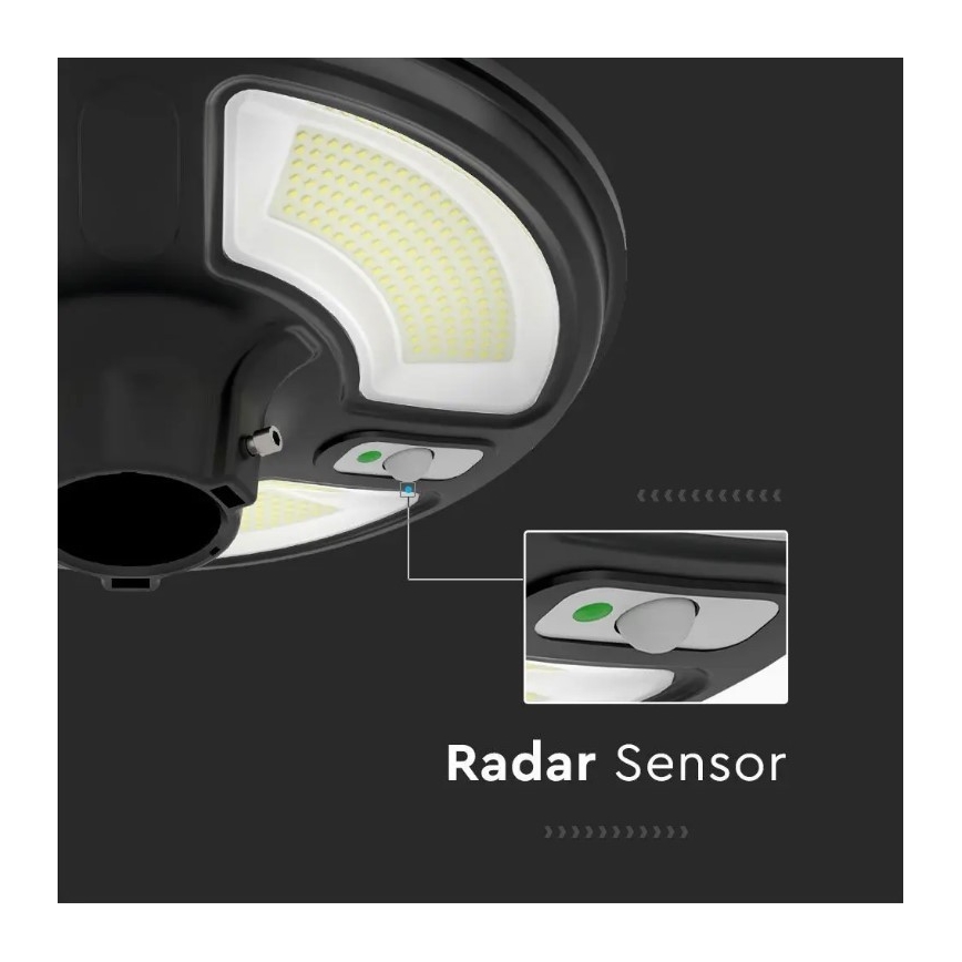LED Solární pouliční lampa se senzorem LED/10W/3,2V 6500K IP65 25000 mAh + dálkové ovládání