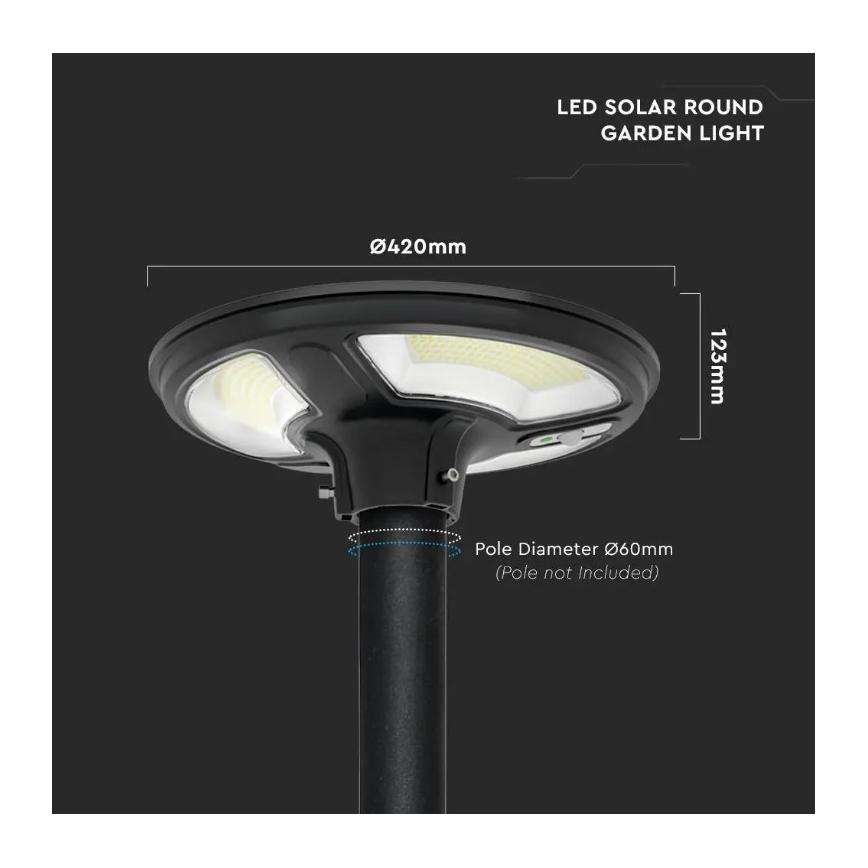 LED Solární pouliční lampa se senzorem LED/10W/3,2V 6500K IP65 25000 mAh + dálkové ovládání