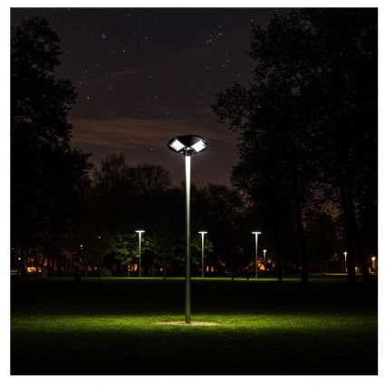 LED Stmívatelná solární pouliční lampa se senzorem LED/15W/6V 11000 mAh 6500K IP65 černá + dálkové ovládání