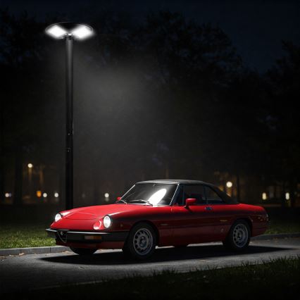 LED Stmívatelná solární pouliční lampa se senzorem LED/15W/6V 11000 mAh 6500K IP65 černá + dálkové ovládání