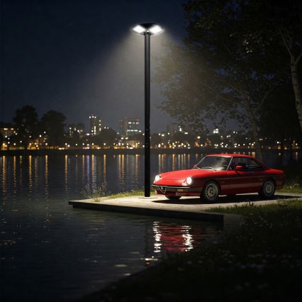 LED Stmívatelná solární pouliční lampa se senzorem LED/15W/6V 11000 mAh 6500K IP65 černá + dálkové ovládání