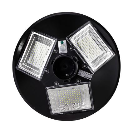 LED Stmívatelná solární pouliční lampa se senzorem LED/15W/6V 11000 mAh 6500K IP65 černá + dálkové ovládání