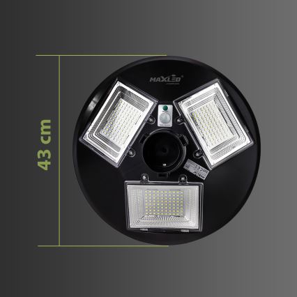 LED Stmívatelná solární pouliční lampa se senzorem LED/15W/6V 11000 mAh 6500K IP65 černá + dálkové ovládání