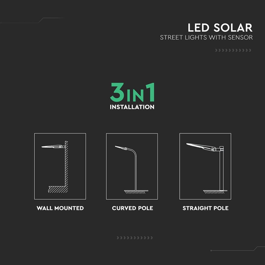 LED Solární pouliční lampa se senzorem LED/20W/7,4V IP65 5400 mAh