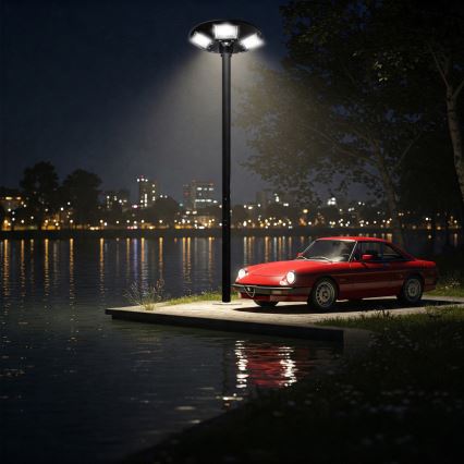 LED Stmívatelná solární pouliční lampa se senzorem LED/22W/6V 18000 mAh 6500K IP65 černá + dálkové ovládání