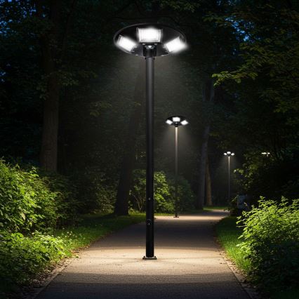 LED Stmívatelná solární pouliční lampa se senzorem LED/22W/6V 18000 mAh 6500K IP65 černá + dálkové ovládání