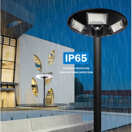LED Stmívatelná solární pouliční lampa se senzorem LED/22W/6V 18000 mAh 6500K IP65 černá + dálkové ovládání