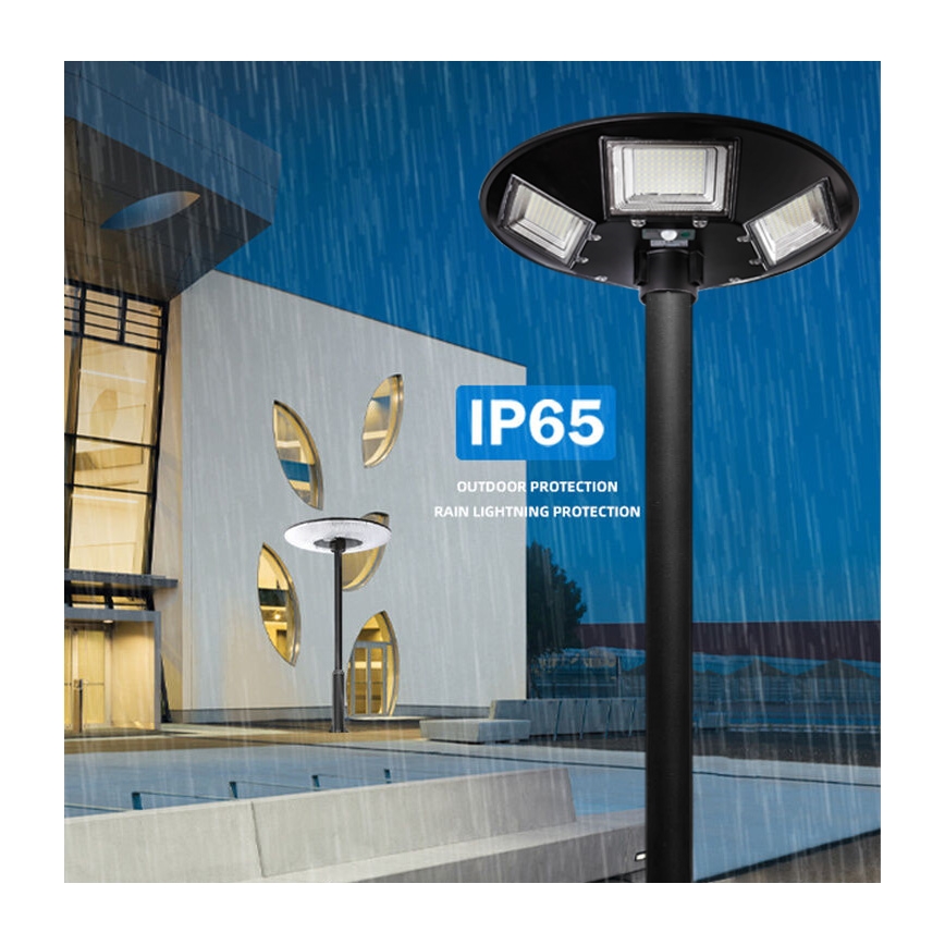 LED Stmívatelná solární pouliční lampa se senzorem LED/22W/6V 18000 mAh 6500K IP65 černá + dálkové ovládání