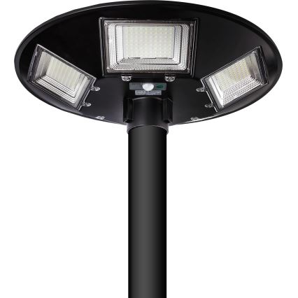 LED Stmívatelná solární pouliční lampa se senzorem LED/22W/6V 18000 mAh 6500K IP65 černá + dálkové ovládání