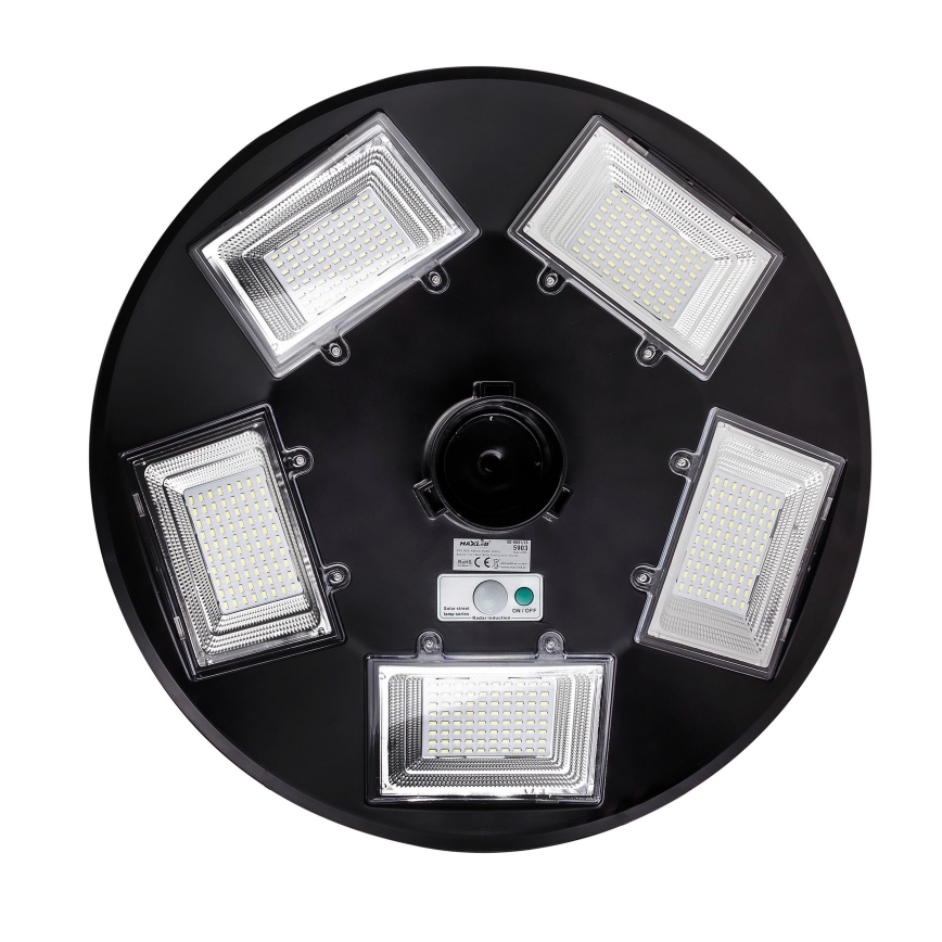 LED Stmívatelná solární pouliční lampa se senzorem LED/22W/6V 18000 mAh 6500K IP65 černá + dálkové ovládání