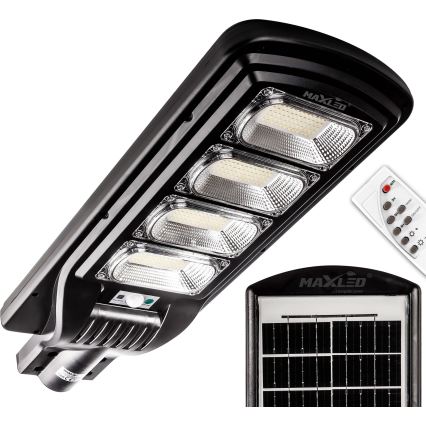 LED Stmívatelná solární pouliční lampa se senzorem LED/240W/6V 6500K IP65 černá + dálkové ovládání
