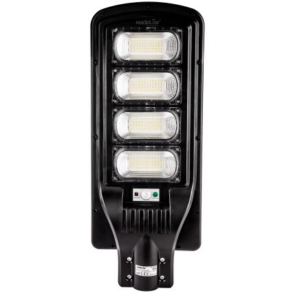 LED Stmívatelná solární pouliční lampa se senzorem LED/240W/6V 6500K IP65 černá + dálkové ovládání