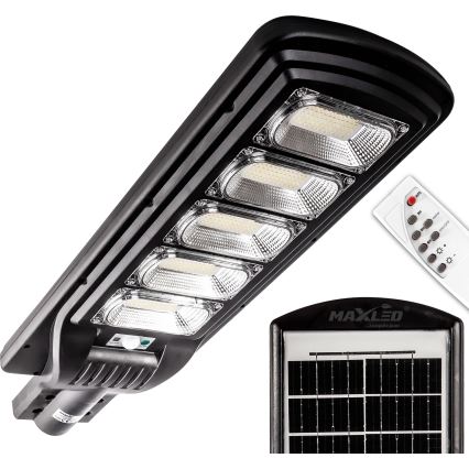 LED Stmívatelná solární pouliční lampa se senzorem LED/300W/6V 6500K IP65 černá + dálkové ovládání