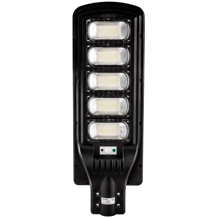 LED Stmívatelná solární pouliční lampa se senzorem LED/300W/6V 6500K IP65 černá + dálkové ovládání