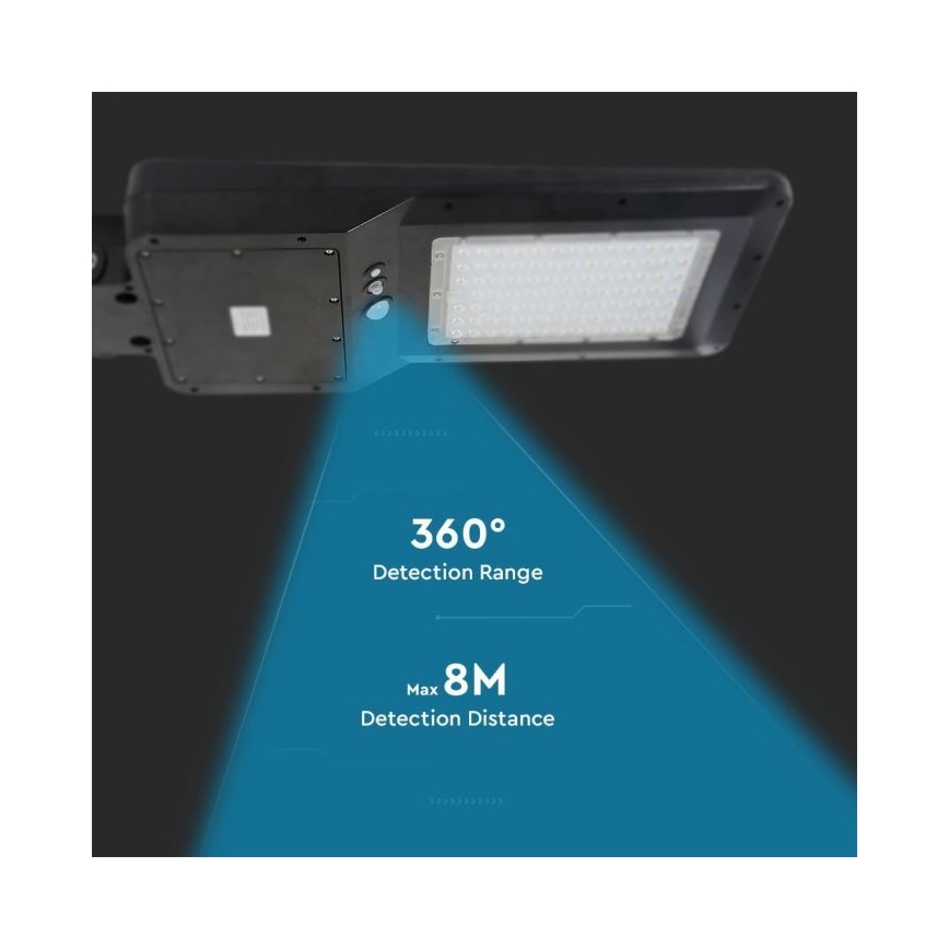 LED Solární pouliční lampa se senzorem LED/40W/9,6V IP65 4000K + dálkové ovládání
