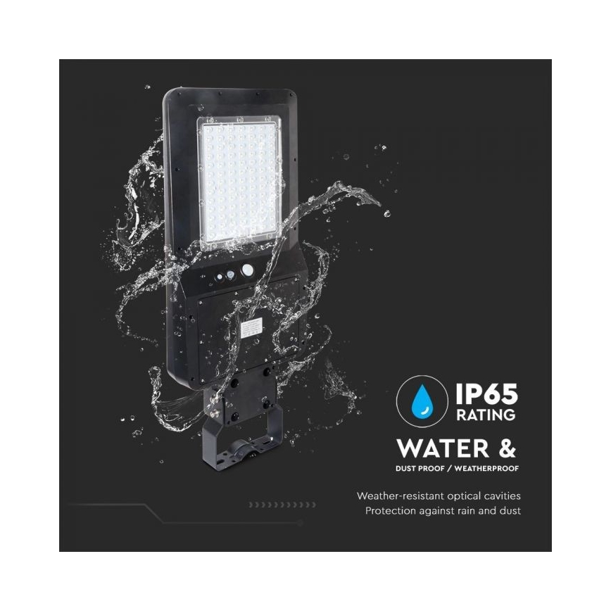 LED Solární pouliční lampa se senzorem LED/40W/9,6V IP65 6000K 12000 mAh + dálkové ovládání