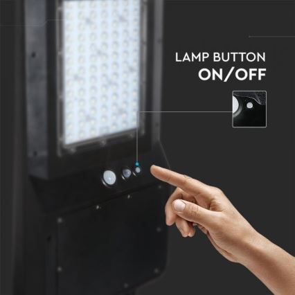 LED Solární pouliční lampa se senzorem LED/40W/9,6V IP65 6000K 12000 mAh + dálkové ovládání
