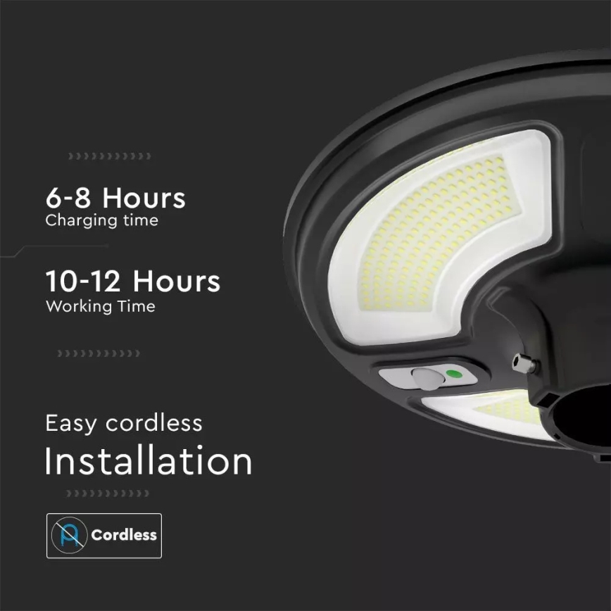 LED Solární pouliční lampa se senzorem LED/7,5W/3,2V IP65 4000K 15000 mAh + dálkové ovládání