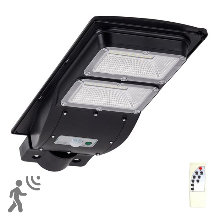 LED Solární pouliční lampa se senzorem STREET 2xLED/6W/3,2V 12000 mAh IP65 + dálkové ovládání