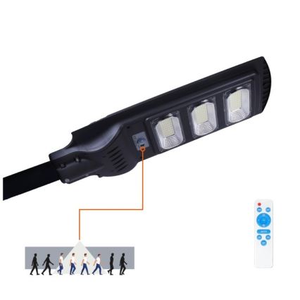 LED Stmívatelná solární pouliční lampa se senzorem pohybu a soumraku URBI LED/8W/3,2V 6500K IP54 10000 mAh + dálkové ovládání